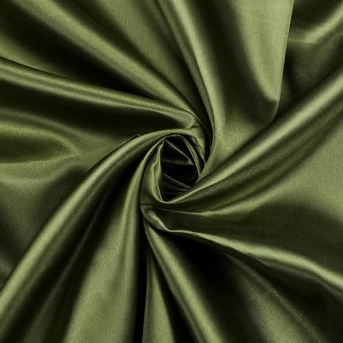MDS Satin Fabric 5 Yards, 44" Wide, Silky Smooth Charmeuse Sateen Cloth for Wedding Arch Drapery Panel Backdrop Party Event Banquet Home Decoration Curtain Crafts DIY Sewing Costume - Olive Green