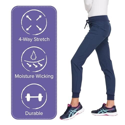 HeartSoul Jogger Scrub Pants for Women, Break On Through Stretch Fabric HS030, Navy, Medium — view 2