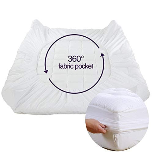 EASELAND Queen Size Mattress Pad Pillow Top Mattress Cover Quilted Fitted Mattress Protector Cotton Top Stretches up 8-21" Deep Pocket Cooling Mattress Topper (60x80 inch, White) — view 4