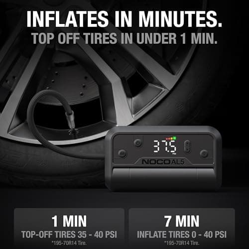 NOCO Air AL5: Cordless Tire Inflator – Portable Rechargeable Air Compressor with USB-C – 17 LPM Inflates 0–40 PSI in 7 Minutes – Digital Gauge + Auto-Shutoff – For Tires up to 31-Inches — view 3