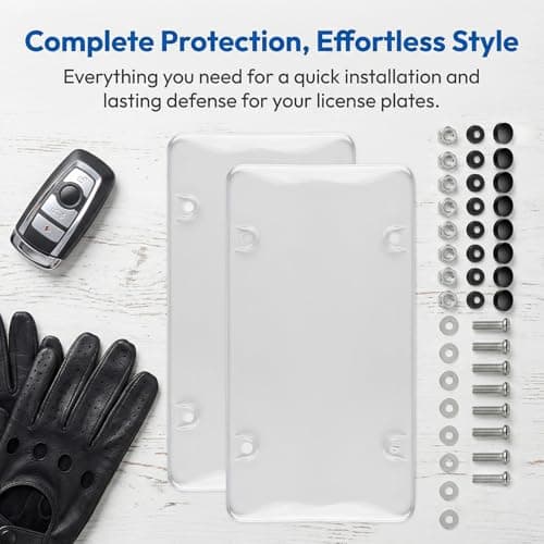 License Plate Protector, 2-Piece Anti-Shatter Bubble Clear Licence Plate Cover, Including Stainless Steel Screws, UV Protection, Weatherproof, Fits 6x12Inches US/Canada Standard License Plates — view 5