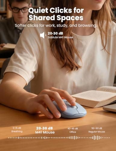 Wireless Mouse for Laptop, 2.4GHz Slim Compact & Portable Computer Mouse with USB-C Adapter, Cordless Office Mice with 3 Level DPI, Quiet Silent Optical Mice for PC Notebook Mac - M41 (Dusty Blue) — view 2