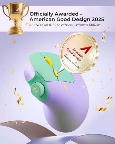 seenda Ergonomic Mouse Wireless, MOU-302 Bluetooth Vertical Mouse Rechargeable, Volume Knob, Silent Mice & 1000/1600/2400 DPI, 3 Multi-Device Connection for Windows/PC/Laptop/Mac/MacBook, Purple — view 3
