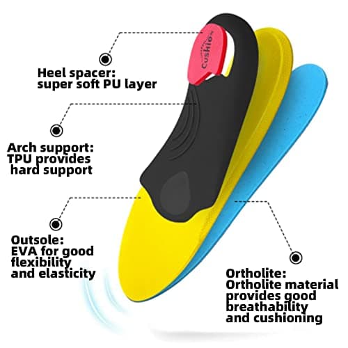 VALSOLE Heavy Duty Support Pain Relief Orthotics - 220+ lbs Plantar Fasciitis High Arch Support Insoles for Men Women, Flat Feet Orthotic Insert, Work Boot Shoe Insole, Absorb Shock with Every Step — view 3
