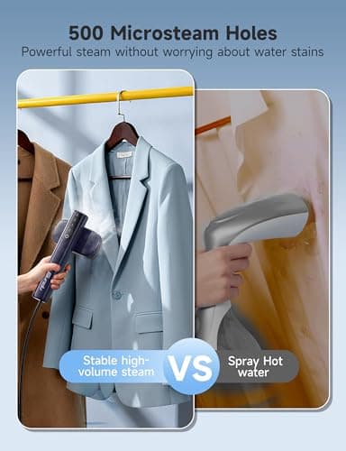 Steamer for Clothes,Sundu Portable 2-in-1 Steamer & Iron,100ml Tank,15s Heat-up,20 Min Steam,Wrinkle Remover,Garment Steamer for Travel, Home, Office(Aquamarine) — view 4