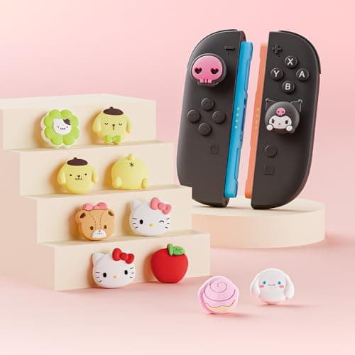 Kuitmor Thumb Grip Caps Compatible with Nintendo Switch 2, Silicone Joystick Grip Caps for Switch 2025, 4pcs, Cute Dog Style, Pink & White — view 5