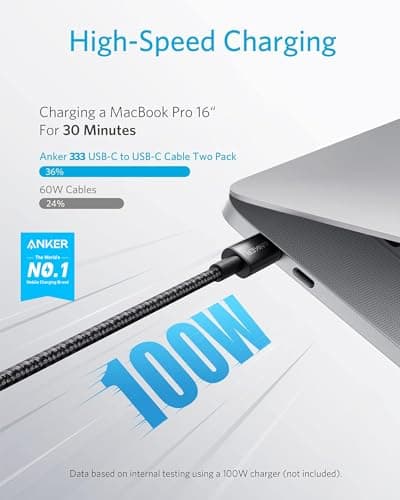 Anker USB C to USB C Cable (6FT, 2Pack), 100W USB C Charger Cord Fast Charging for iPhone 17/16 Series,MacBook Pro 2020,Pixel and More