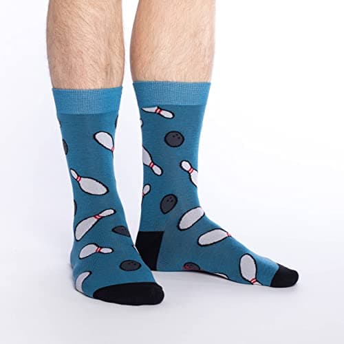 Good Luck Sock Men's Bowling Socks, Blue, Adult, Shoe Size 7-12