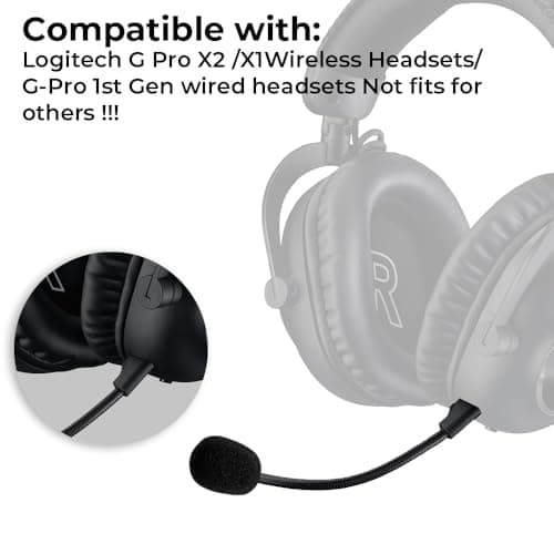 J.M.SHOW Replacement Game Mic Compatible with Logitech G PRO X2, G PRO X Wireless and G Pro Wired Gaming Headsets, Detachable Noise Cancelling Crystal-Clear Game Microphone with 2Pcs Foam Cover — view 2