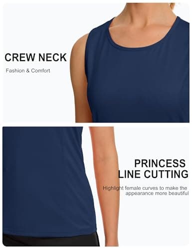 TACVASEN Womens Workout Shirts Sleeveless Athletic Yoga Tank Tops Quick Dry Running Shirts Activewear Gym Top Exercise Shirts Fitness Shirts UPF 50+ Sun Protection Shirts Navy — view 4