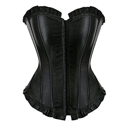 HNGHOU Women's Lace Up Plus Size Corset Bustier Sexy Overbust Bustier Bodyshaper Top (Black,3X-Large)