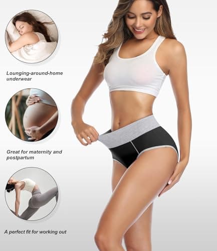 wirarpa Women's Cotton Underwear High Waist Briefs Ladies Soft Comfortable Panties 5 Pack Black X-Small — view 2