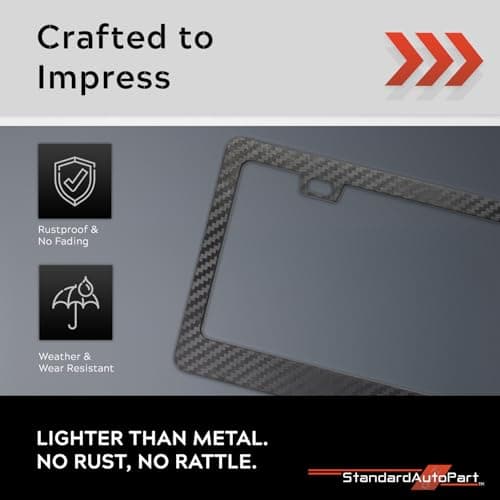 StandardAutoPart Silicone License Plate Frame – Rust-Proof, Rattle-Proof, Weatherproof Cover & Bracket Holder for Front/Rear US & Canada Standard Car Plates (Carbon Fiber Black Edition, Pack of 1) — view 3
