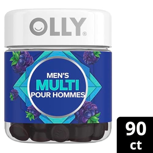 OLLY Men's Multi Gummy Supplement with no artificial flavours and colours Blackberry Blitz multivitamin to help support men's health 45 day supply 90 gummies