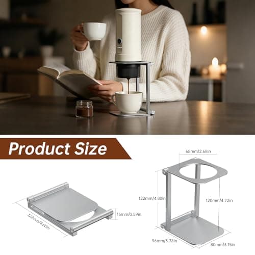 AuSonic Foldable Pour Over Coffee Maker Stand, Aluminum Portable Electric Espresso Machine Stand Compatible with Outin, Portable Coffee Makers, General Funnels Sliver — view 4