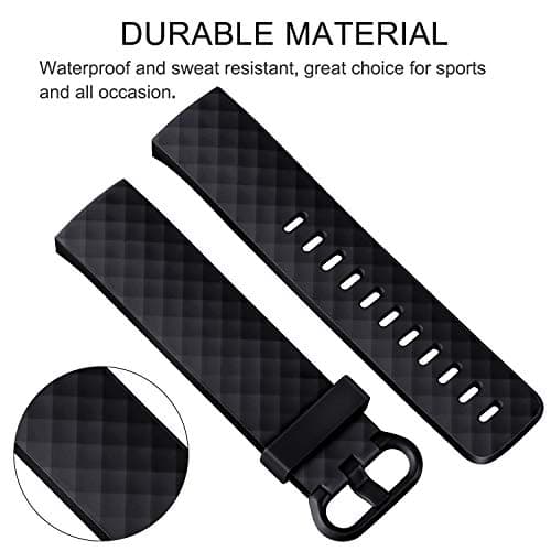 Vancle Bands Compatible with Fitbit Charge 4 / 3 / 3 SE, Classic Soft Replacement Wristband Sport Strap for Fitbit Charge 4 and 3 Fitness Activity Tracker Women Men Small Large (011, Black, Large)