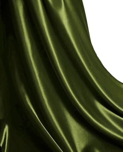 MDS Satin Fabric 5 Yards, 44" Wide, Silky Smooth Charmeuse Sateen Cloth for Wedding Arch Drapery Panel Backdrop Party Event Banquet Home Decoration Curtain Crafts DIY Sewing Costume - Olive Green