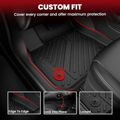 LASFIT Floor Mats & Cargo Liner for Mazda 3 2019-2026(Only fit Sedan AWD & FWD),Dual Anti-Slip & Deep Dish Custom All Weather TPE Waterproof Car Mat & Trunk Mats for Mazda 3 2019-2026 Accessories — view 2
