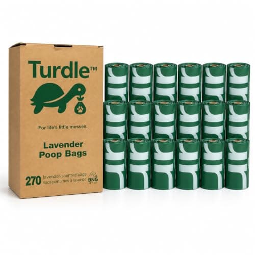 Turdle Dog Poop Bags – Premium Certified Compostable & Biodegradable Dog Waste Bags, Extra Thick Leak-Proof, Lavender Scented, Plant-Based, 270 Bags (18 Rolls)