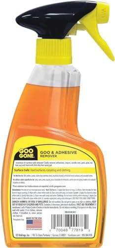 Goo Gone Spray Adhesive Remover Gel 12 Oz with Scraper, Removes Glue, Stickers, Tape Residue, Grease, Gum & Wax, Adhesive Spray with Citrus Cleaning Power for Hard Surfaces, Carpets & Fabrics — view 8