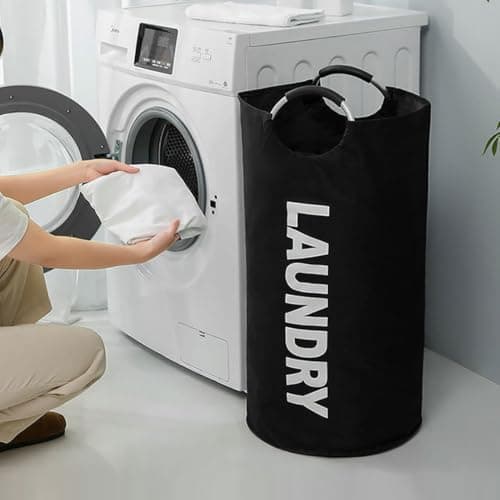 90L Large Laundry Basket，Collapsible Laundry Bags,Waterproof Foldable Washing Bin,Laundry Bag with Handles Clothes Hamper (Red,90L) — view 5