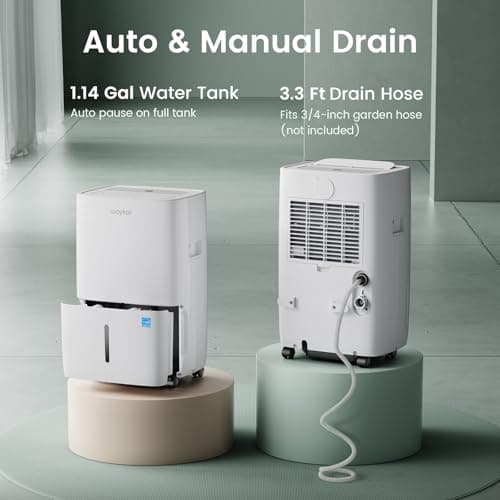Waykar 120 Pints Energy Star Dehumidifier for Spaces up to 6,000 Sq. Ft at Home, in Basements and Large Rooms with Drain Hose and 1.14 Gallons Water Tank — view 6