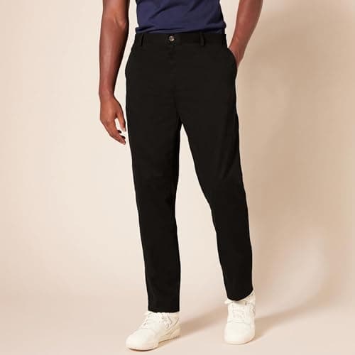 Amazon Essentials Men's Slim-Fit Wrinkle-Resistant Flat-Front Chino Pant, Black, 32W x 34L — view 5
