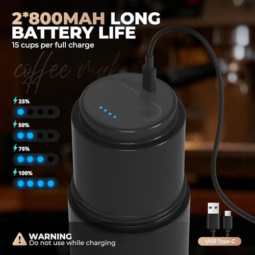 HAUSHOF Portable Electric Coffee Grinder, Travel Coffee Maker and Brewing Kit, Coffee Grinders for Home Use, Portable Pour Over Coffee Maker For Travel, Camping, Car — view 7