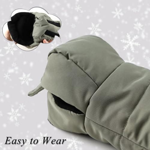 Zsedrut Stroller Gloves Universal Winter Anti-Freeze Stroller Mittens Water Repellent Hand Warmer Muff Fleece Lined,Winter Stroller Accessories (Army Green) — view 4