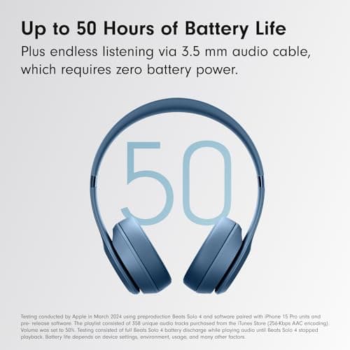 Beats Solo 4 - Wireless On-Ear Bluetooth Headphones, Up to 50-Hour Battery Life, Ultra-Lightweight Comfort, Powerful and Balanced Sound, Apple & Android Compatible - Slate Blue — view 4