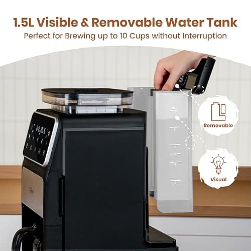 Gevi 10-Cup Drip Coffee Maker With Built-In Burr Grinder & Touch Screen — view 6