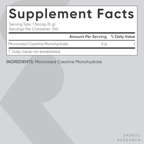 Sports Research Creatine Monohydrate - Gain Lean Muscle, Improve Performance and Strength and Support Workout Recovery* - 5 g Micronized Creatine - 17.64 oz — view 4