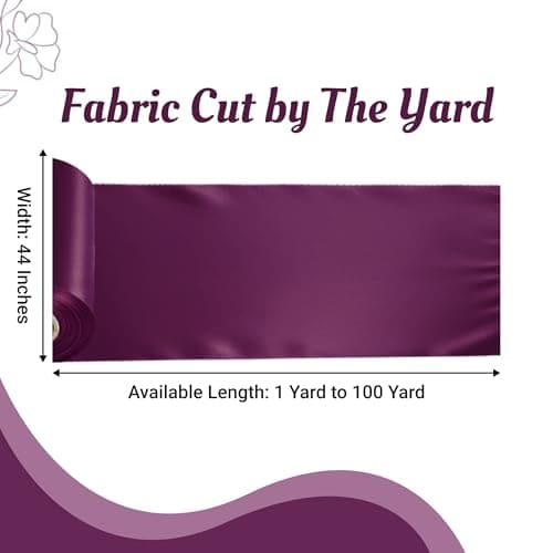 VDS Eggplant Satin Fabric, 5 Yards Continuous, 45” Wide, Wedding Party Decoration Charmeuse Silky Sateen Bridal Dress DIY Crafts Fashion Scarf Costumes Lining Sewing Backdrop Arch Cloth — view 3