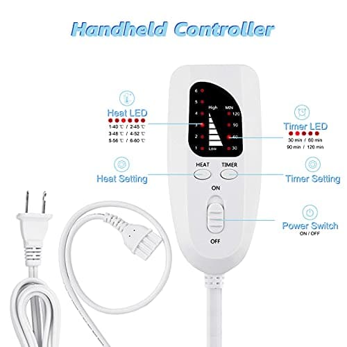 24"x12" Heating Pad, Electric Heating Pad for Dry & Moist Heat, Electric Heat Pad with Multiple Temp & Timer Settings, Auto Off, Silver Gray — view 3
