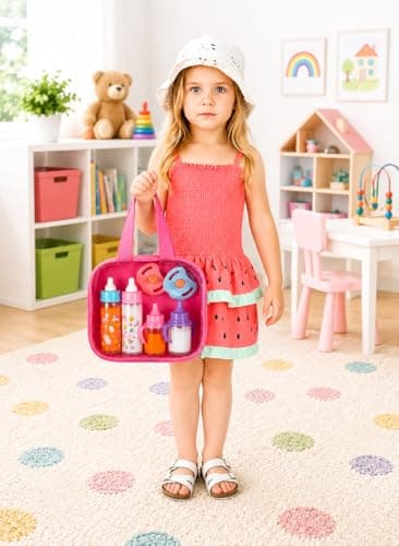 fash n kolor®, My Sweet Baby Disappearing Doll Feeding Set | Baby Care 6 Piece Doll Playset for Toy Stroller | 2 Milk & Juice Bottles with 2 Toy Pacifier for Baby Doll — view 6