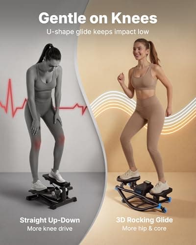 Merach Rocking Steppers for Exercise at Home, 3D Motion Stair Stepper with Resistance Bands for Full Body Workout & Low-Impact Balance Board, 330 LBS Loading Capacity Exercise Equipment（Black） — view 2