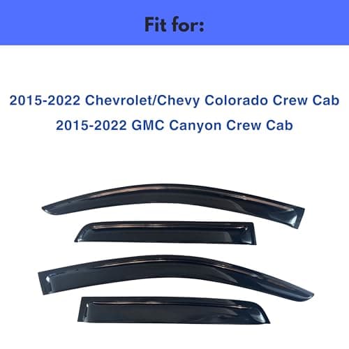 IG Window Visors Fit for 2015-2022 Chevrolet/Chevy Colorado Crew Cab, Out-Channel Rain Guards Vent Wind Deflectors 4PC, Truck Accessories for 2015-2022 GMC Canyon Crew Cab (Full-Size Cabs)