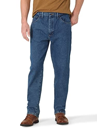 Rustler Men's Classic Relaxed Fit, Dark Stonewash, 36W x 30L