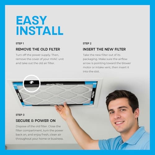 Simply 20x20x1 Air Filter, Merv 8, MPR 600, 6 Pack, Furnace Air Filter for HVAC (Actual Size: 19.75"x19.75"x0.75") DUST, Pet, & Allergy Control — view 7