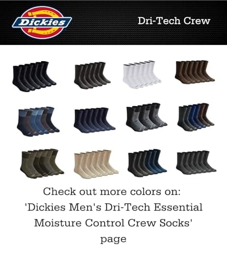 Dickies Men's Dri-Tech Original Moisture Control Crew Socks, Available in M-XXL (6, 12, 18 Pairs), White (6 Pairs), Large — view 5