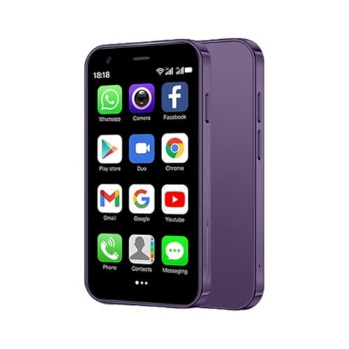 CostMvp Mini Phone Unlocked 3.0" Compact Smartphone Android 9 Quad-Core Dual SIM Face ID 2GB+16GB (Up to 128GB SD) 3G 5MP+5MP Dual Cameras (Purple)