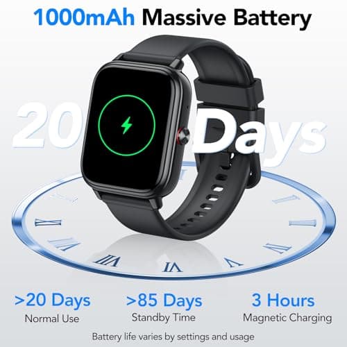 Smart Watch for Men Women (Answer/Make Calls),1.83" HD Touchscreen Fitness Tracker, 480Hrs Playtime,112+ Sports Modes,Fitness & Sleep Tracker,Health,Fitness Watch for Android/iOS,IP68 Waterproof,Black
