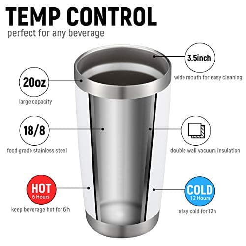 COMOOO 20oz White Tumbler Bulk Double Wall Vacuum Insulated Travel Mug Stainless Steel Coffee Mug with Lid and Straw Durable Powder Coated Insulated Coffee Cup for Cold & Hot Drinks (white,12 pack）