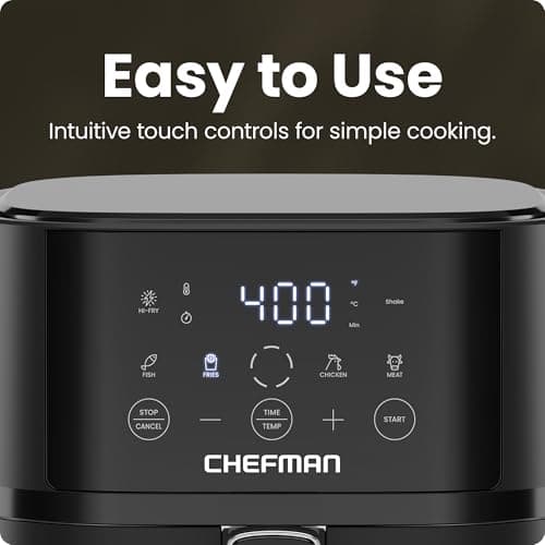 Chefman Air Fryer – 4 QT Compact Airfryer for Quick & Easy Meals in Minutes, Features Hi-Fry Technology for Extra Crisp, Touchscreen Controls with 4 Presets, Nonstick & Dishwasher Safe Basket - Black — view 3