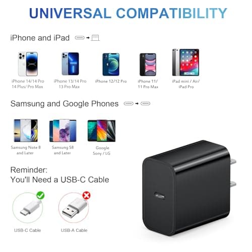 iPhone Charger Fast Charging USB C Charger Block Type C Charge iPad with 6FT C Chargers Cord Compatible with iPhone14/14 Pro Max/13/13Pro/12/12 Pro/11,iPad(Black) — view 5