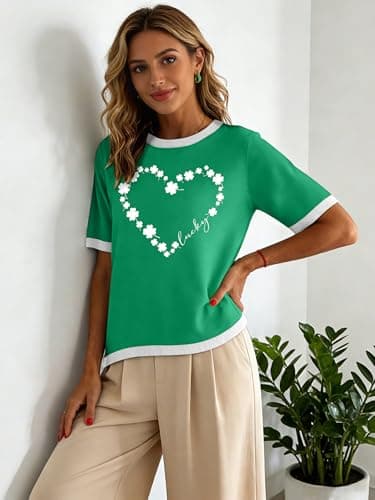 QAUN St Patricks Day Shirt Women Lucky Shamrock Shirts Irish T Shirt St Pattys Shirt Ladies Casual Tops — view 5