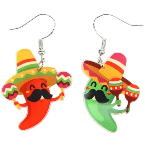Cute Mexican Earrings Chili Acrylic Jewelry Gift, Cinco De Mayo Earrings for Women