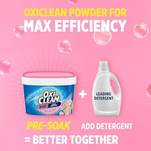 OxiClean All-Purpose Baby Enzyme Stain Remover Powder for Cloth Diapers, Bedding, Blankets, and Upholstery - Colour Safe, Chlorine Bleach, Fragrance Free, 1.36 kg — view 4