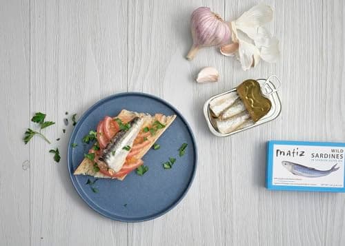 Matiz Sardines in Olive Oil, 4.2 Ounce Can (Pack of 12) Spanish Gourmet Wild Caught Natural Fish for Tapas, Snacks, or Meals, Protein Rich, Sealed Freshness — view 5