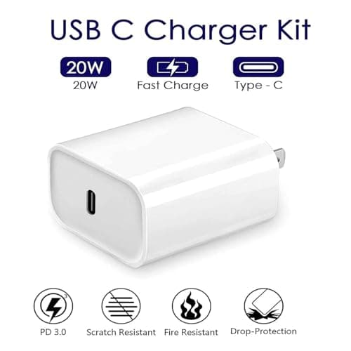StinkLight iPhone 20W USB C Fast Charger with USB C to Lightning Cable & Compatible Cord for iPhone 14/13/12/11/XS/XR/X/iPad